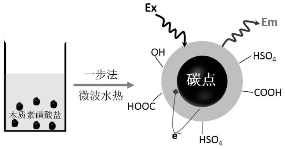 A method for preparing self-doped sulfur fluorescent carbon nano-dots using lignosulfonate