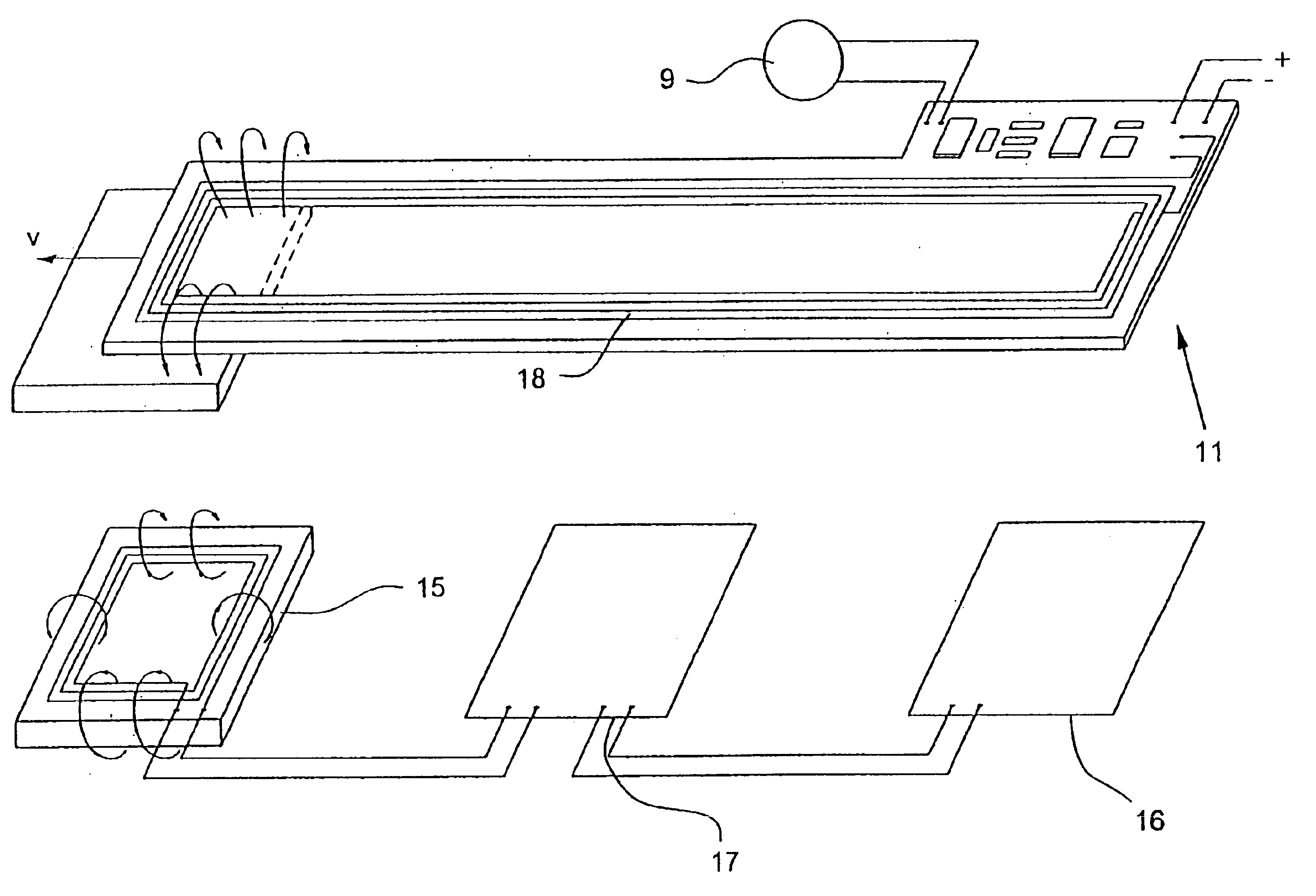 Sorting system for transferring items from a trolley to an unloading station in response to the detection of a magnetic field generated at the unloading station