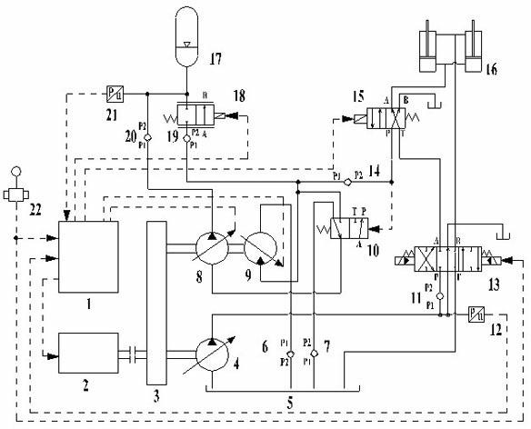 Oil hybrid system for excavator with energy differential recovery