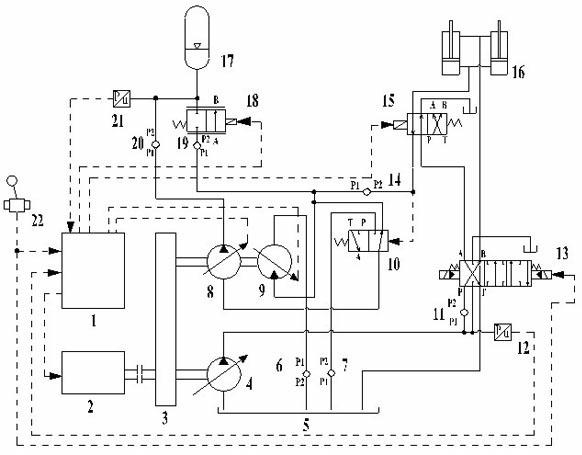 Oil hybrid system for excavator with energy differential recovery