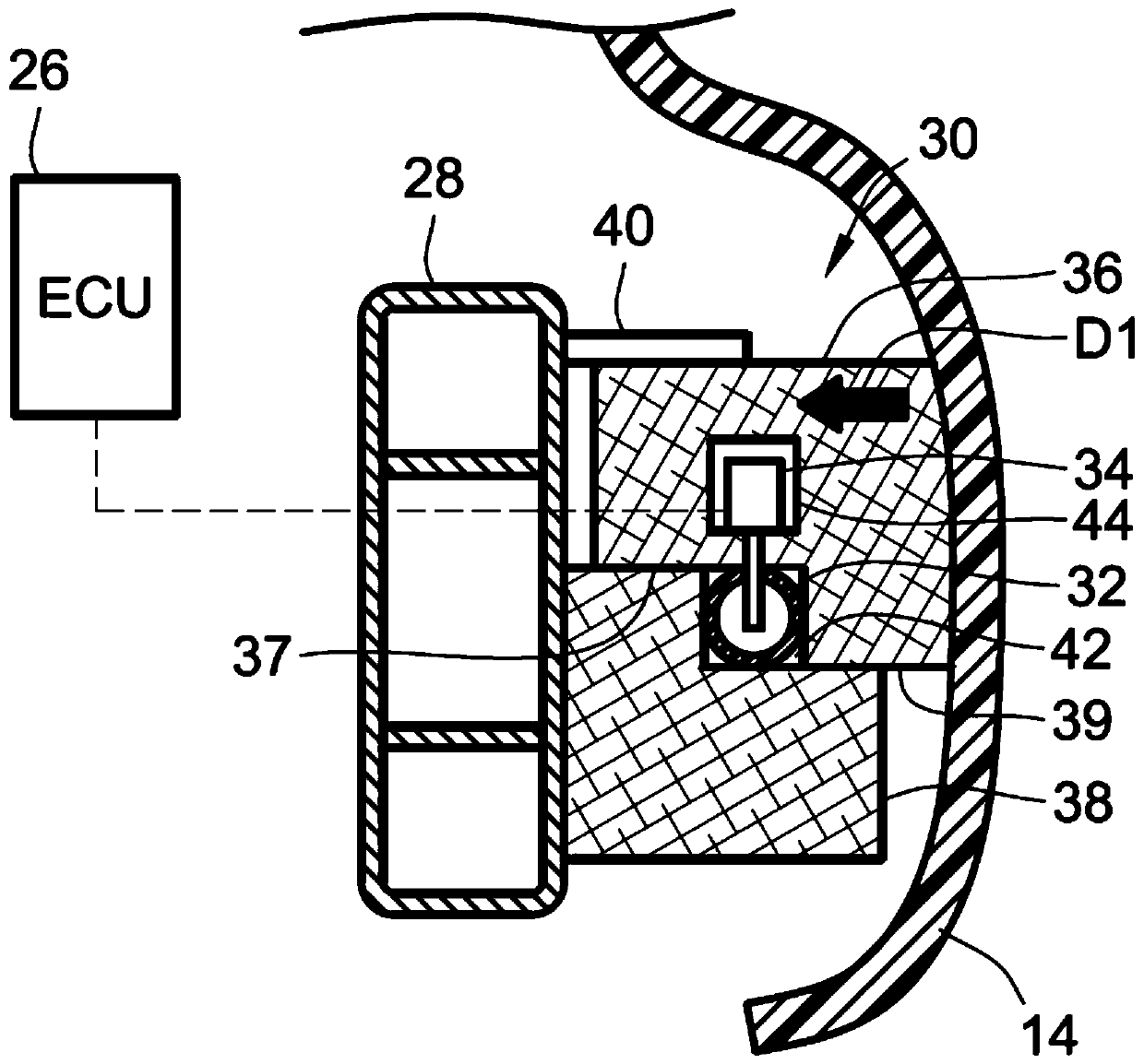 Crash sensor device for active hood systems of motor vehicles