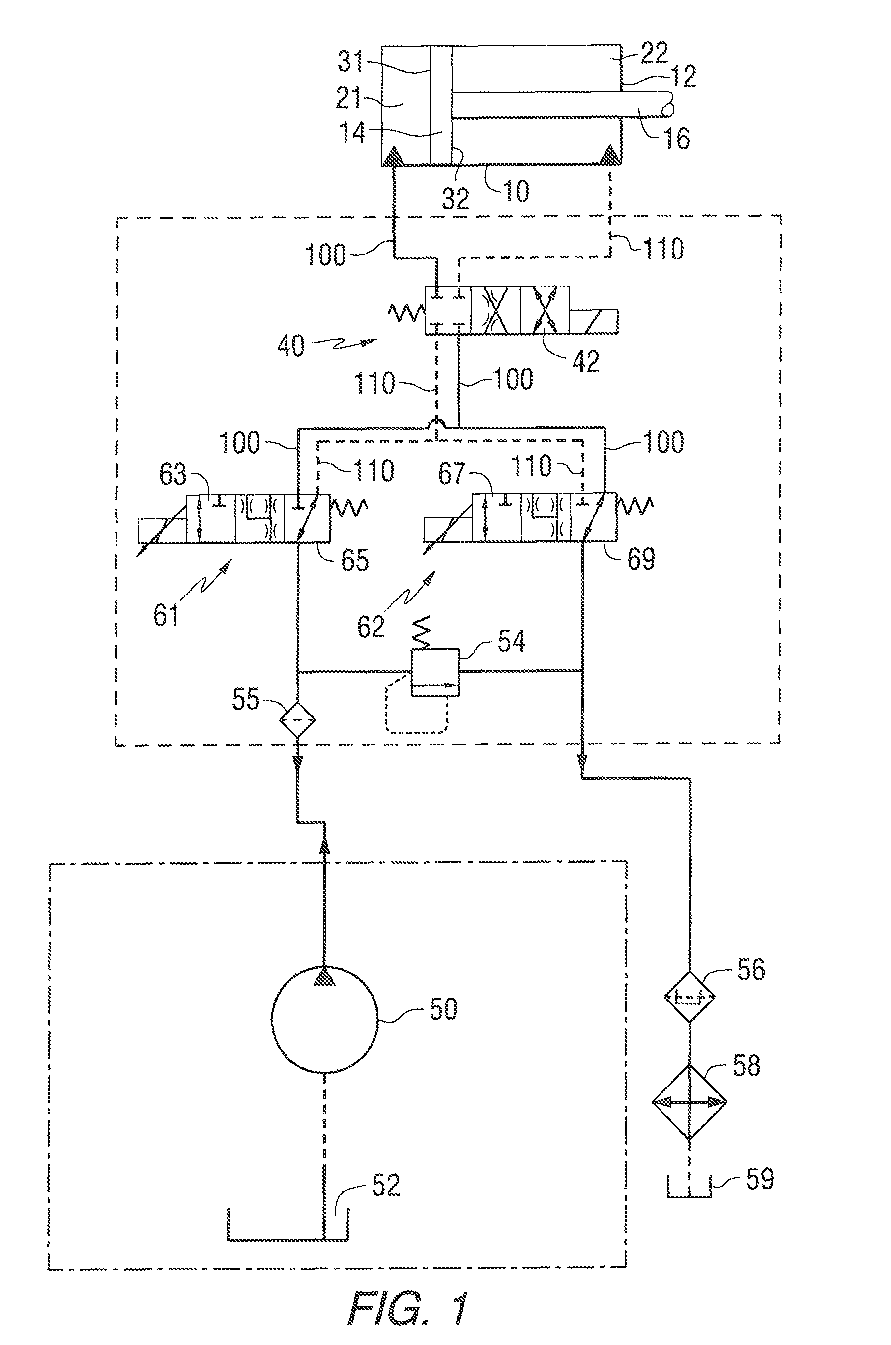 Control system for a marine vessel hydraulic steering cylinder