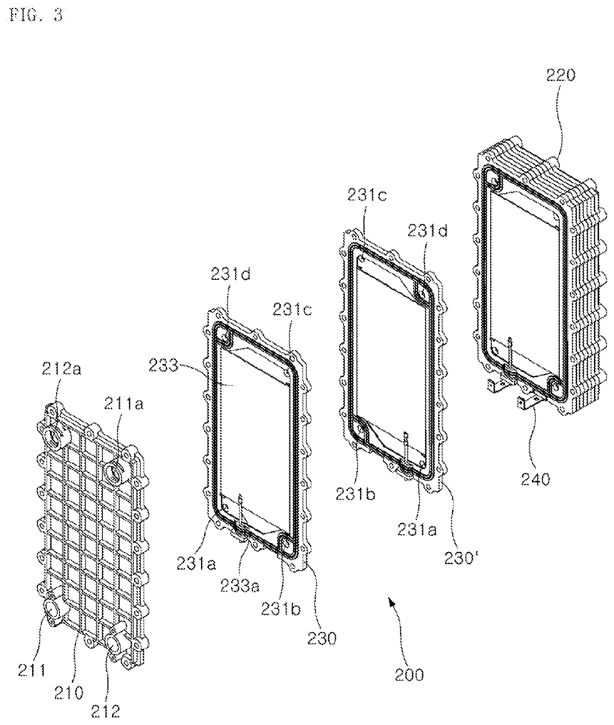 Water ionizer including stacked electrolyzer and flow switching device, with inlet being separate from outlet