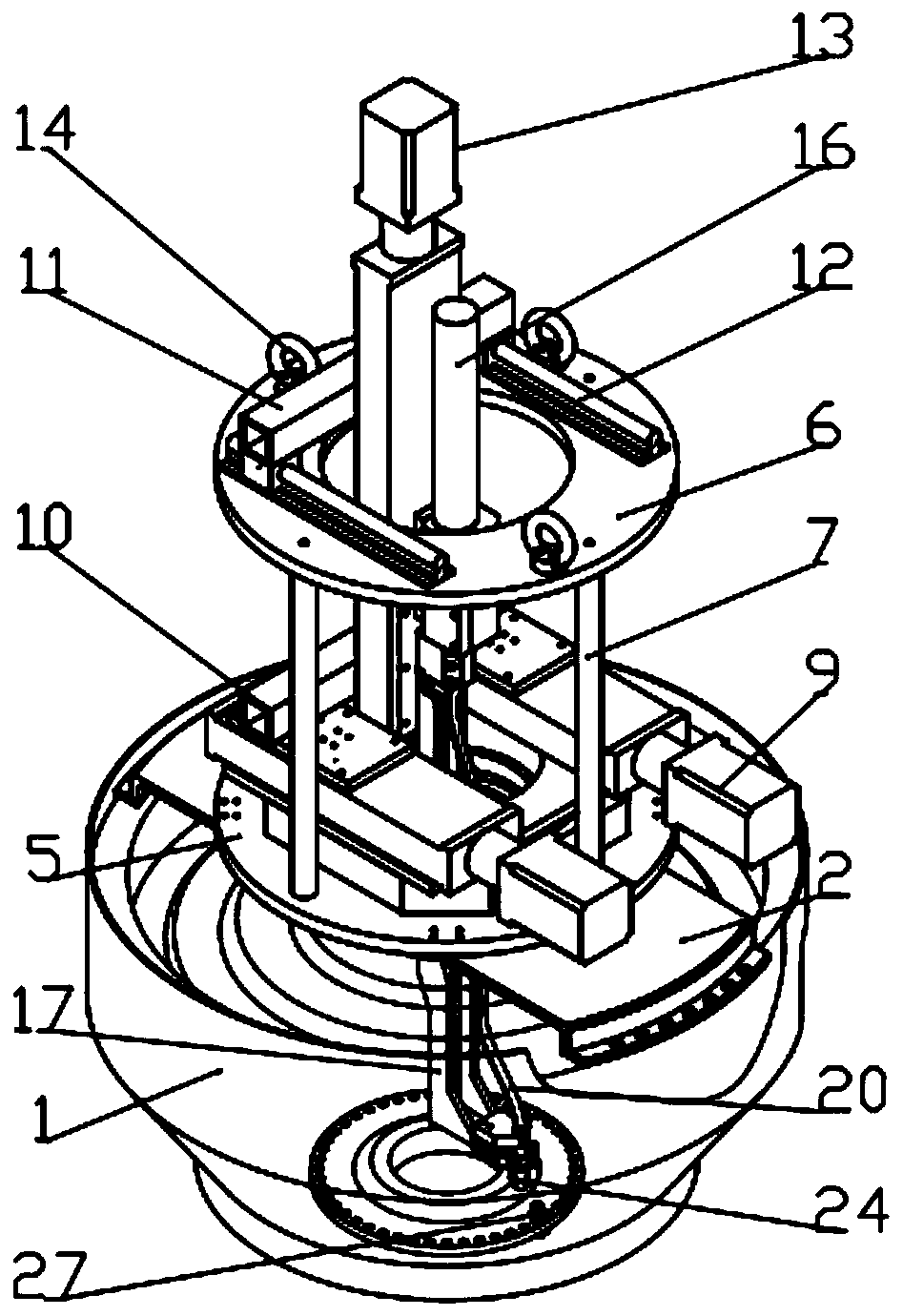 Flexible-shaft transmission-type tightening device and method for internal nuts of aero-engine