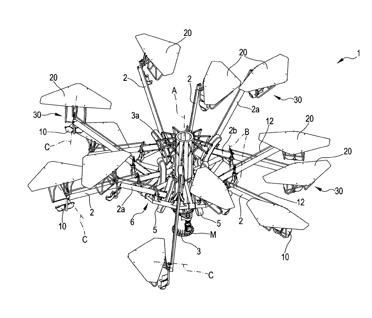 Amusement ride for hang gliding simulation