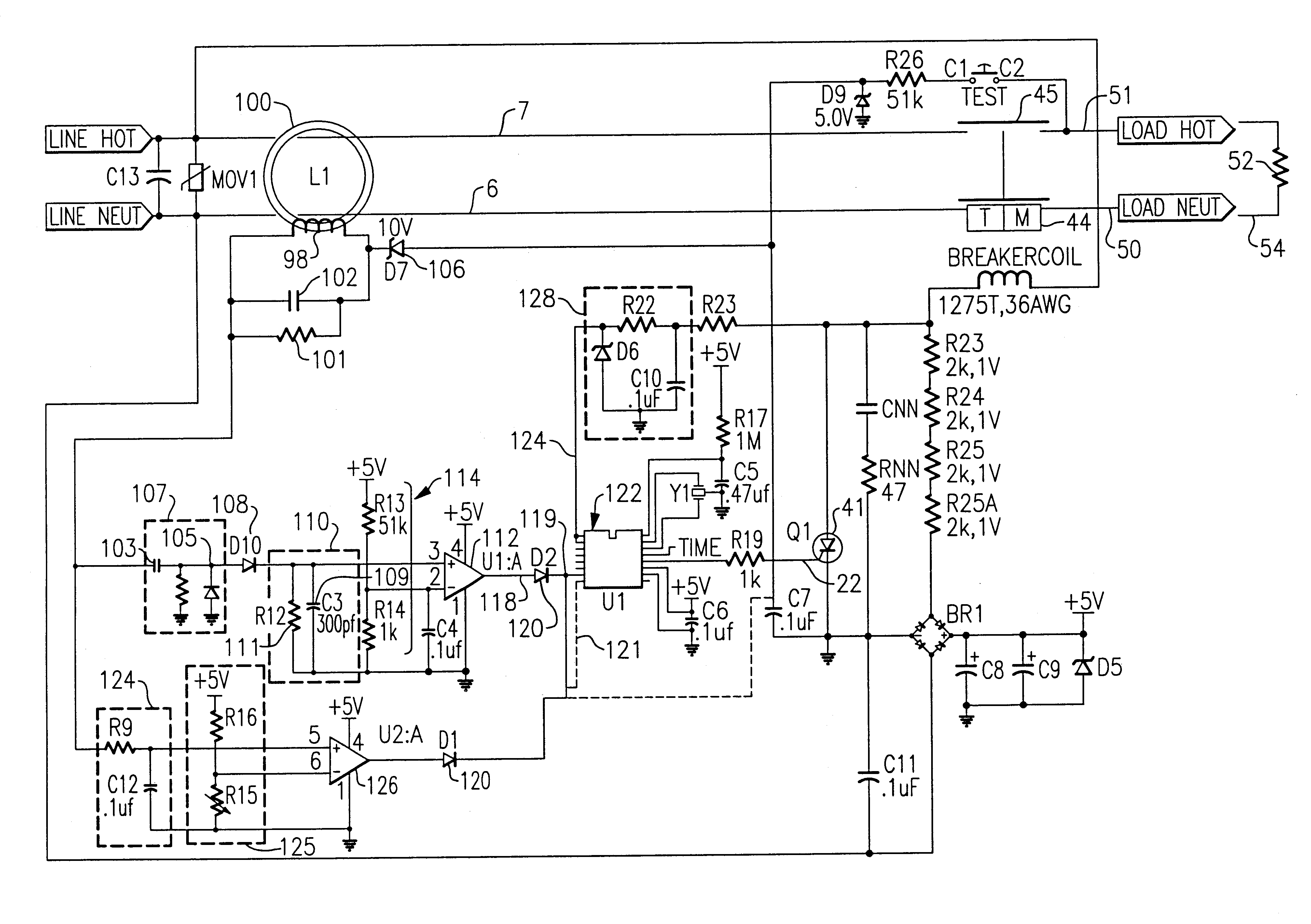 Arc fault circuit interrupter recognizing arc noise burst patterns