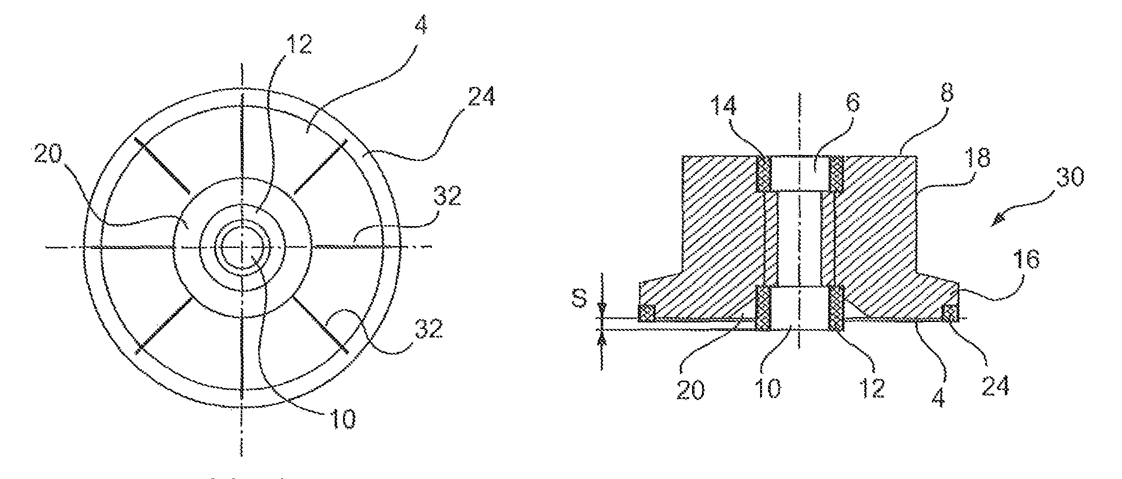 Screwing device having sealing elements