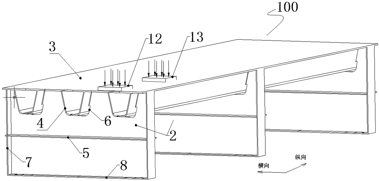 Steel box girder reinforcing structure and method