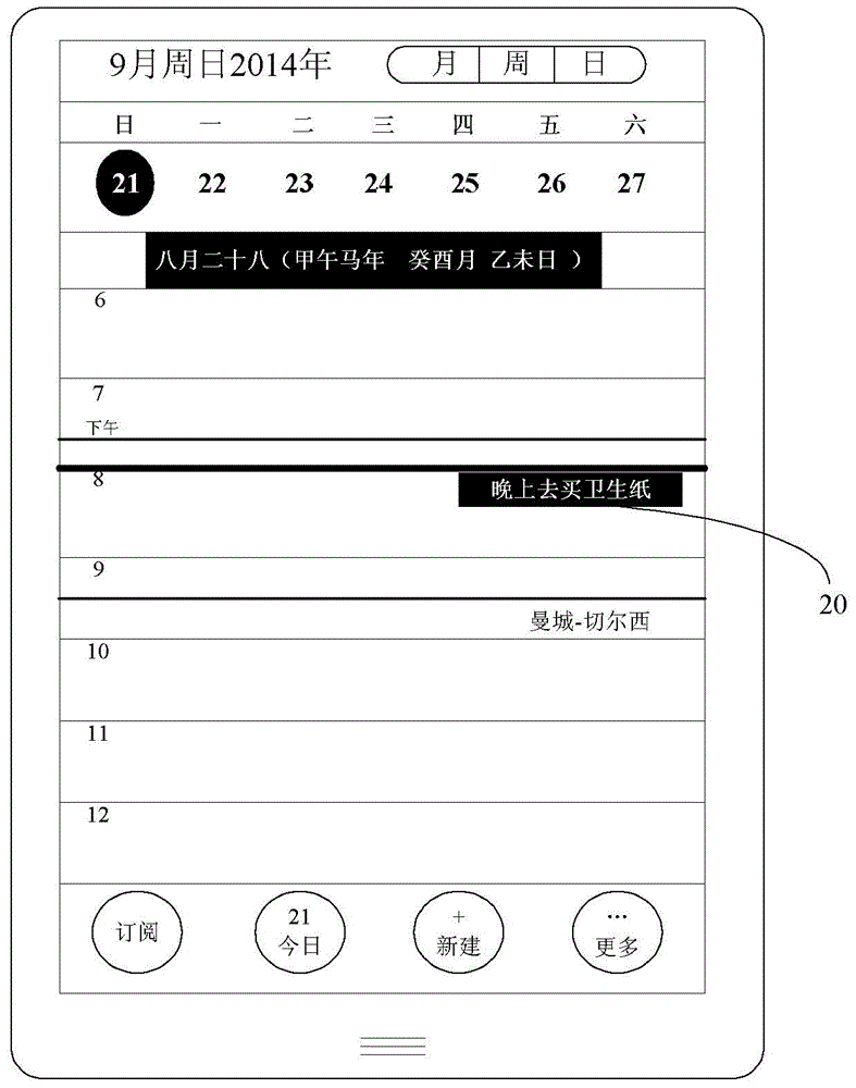 Display method and device for reminding events