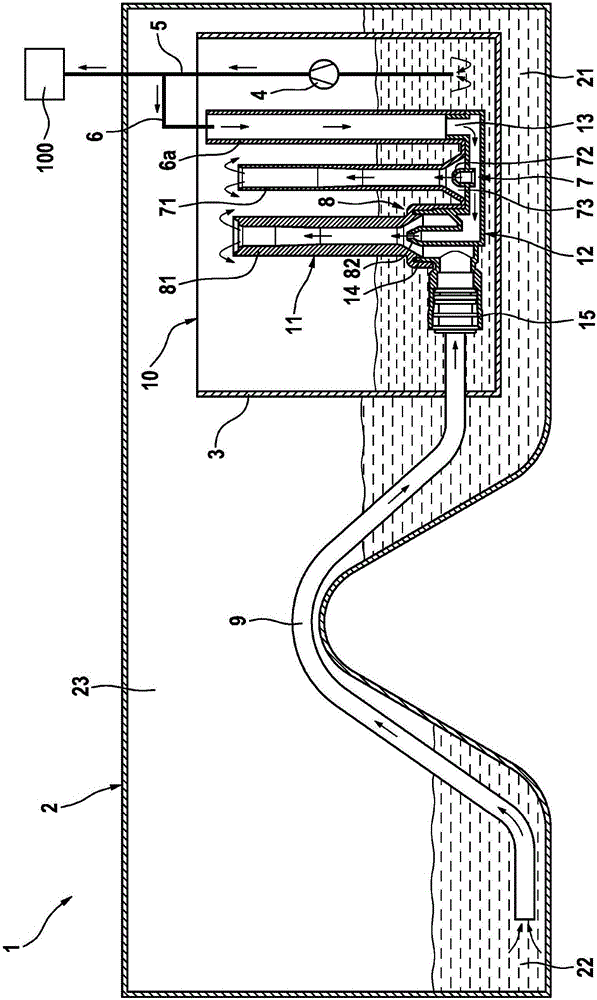 Fuel delivery device for a saddle tank