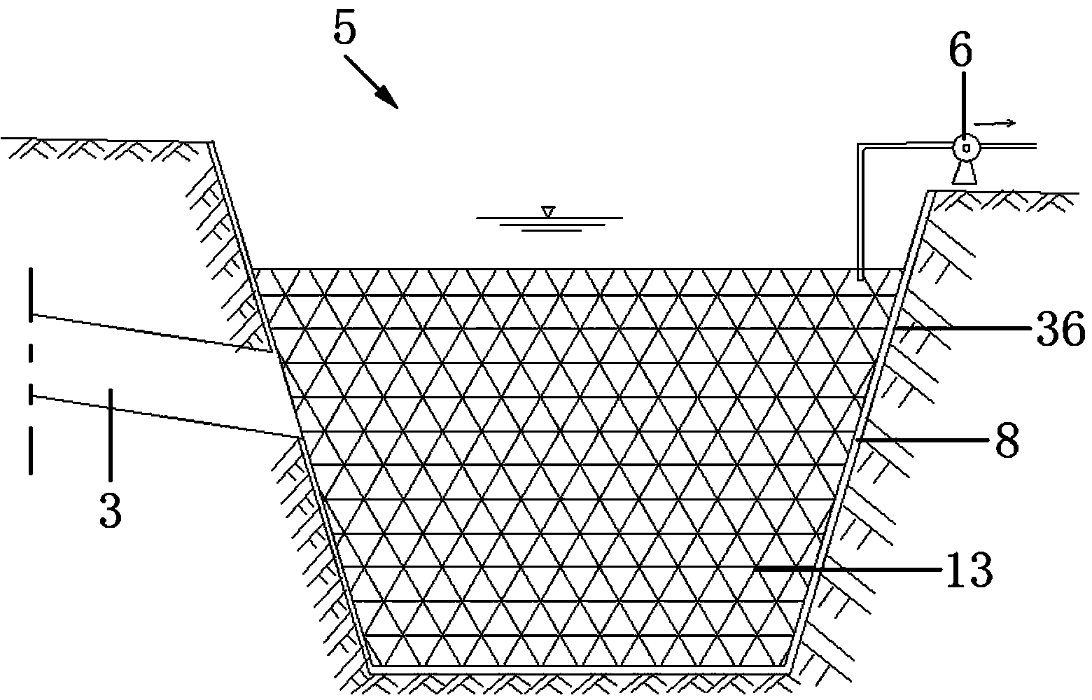 Salt discharge treatment system for salted reservoir, building method and treatment method for salted water