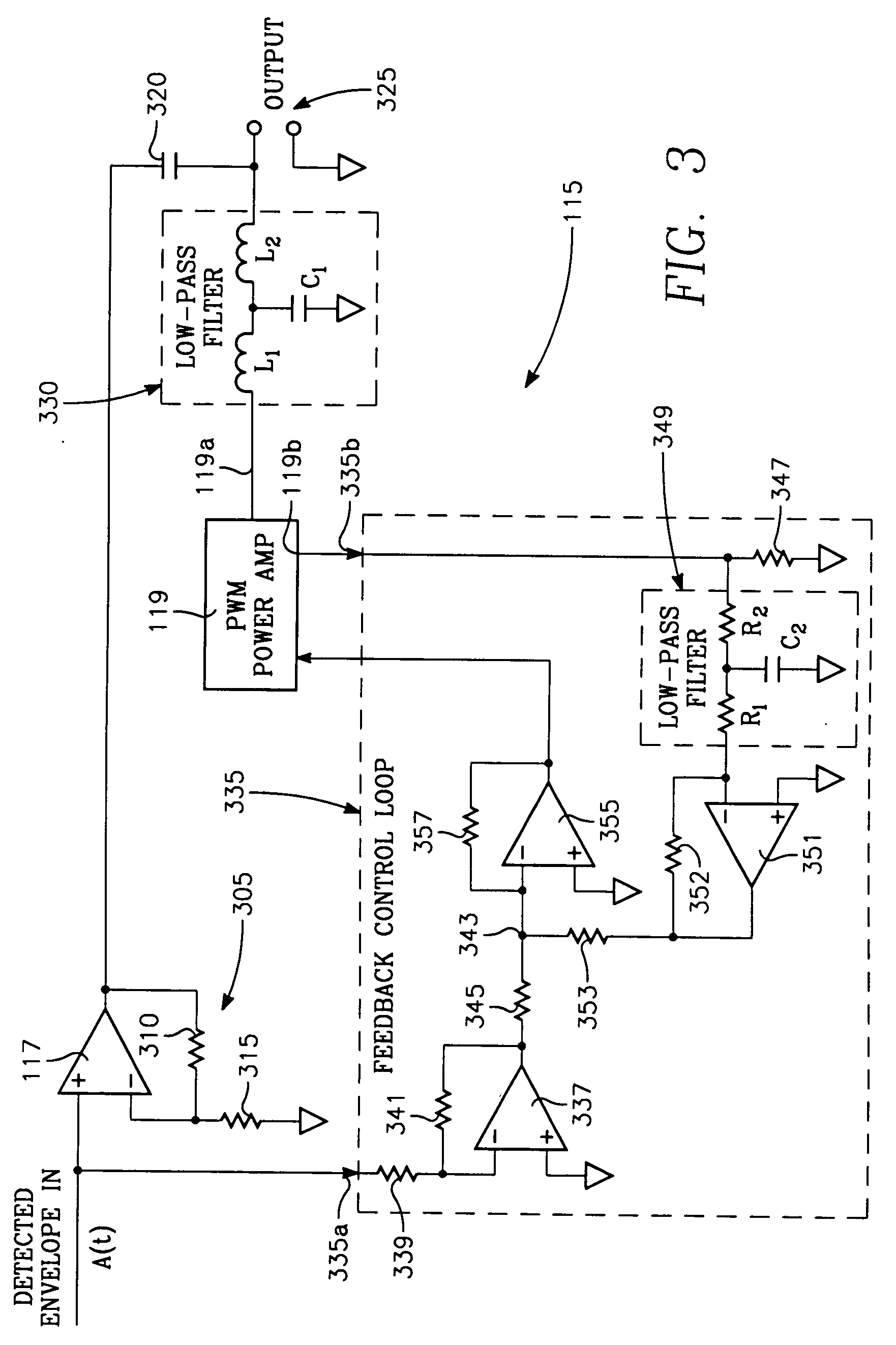 EER modulator with power amplifier having feedback loop providing soft output impedance