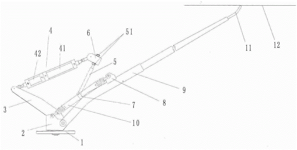 Four-connecting-rod mechanism for trolley pole