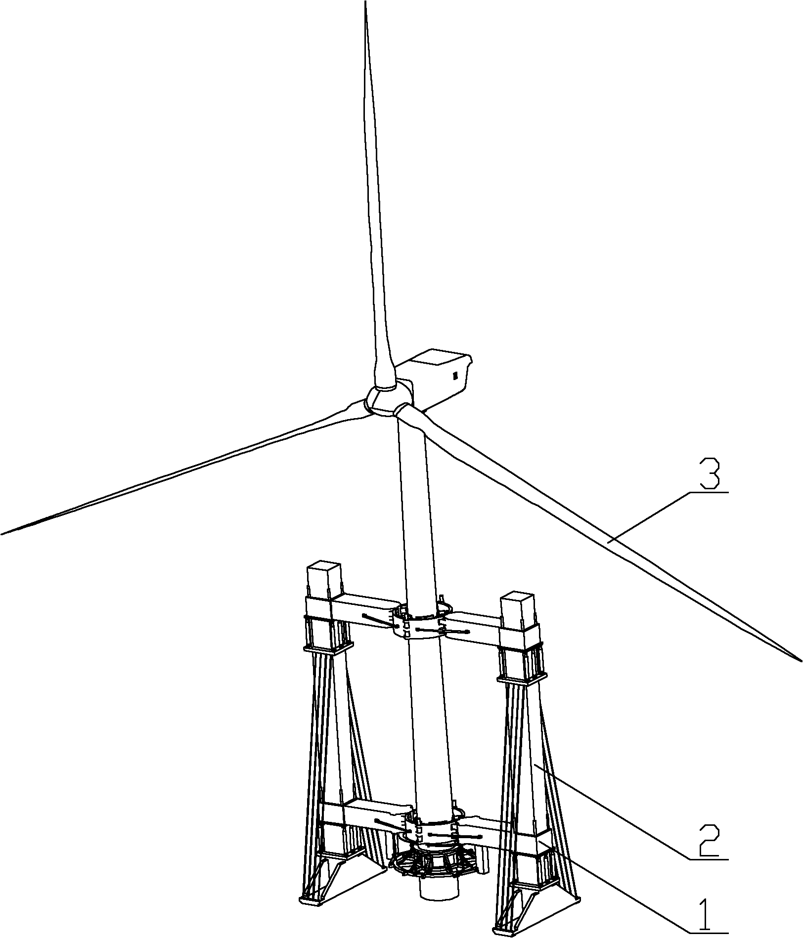 Offshore fan installing platform and fan integral installation rotary holding and lifting mechanism