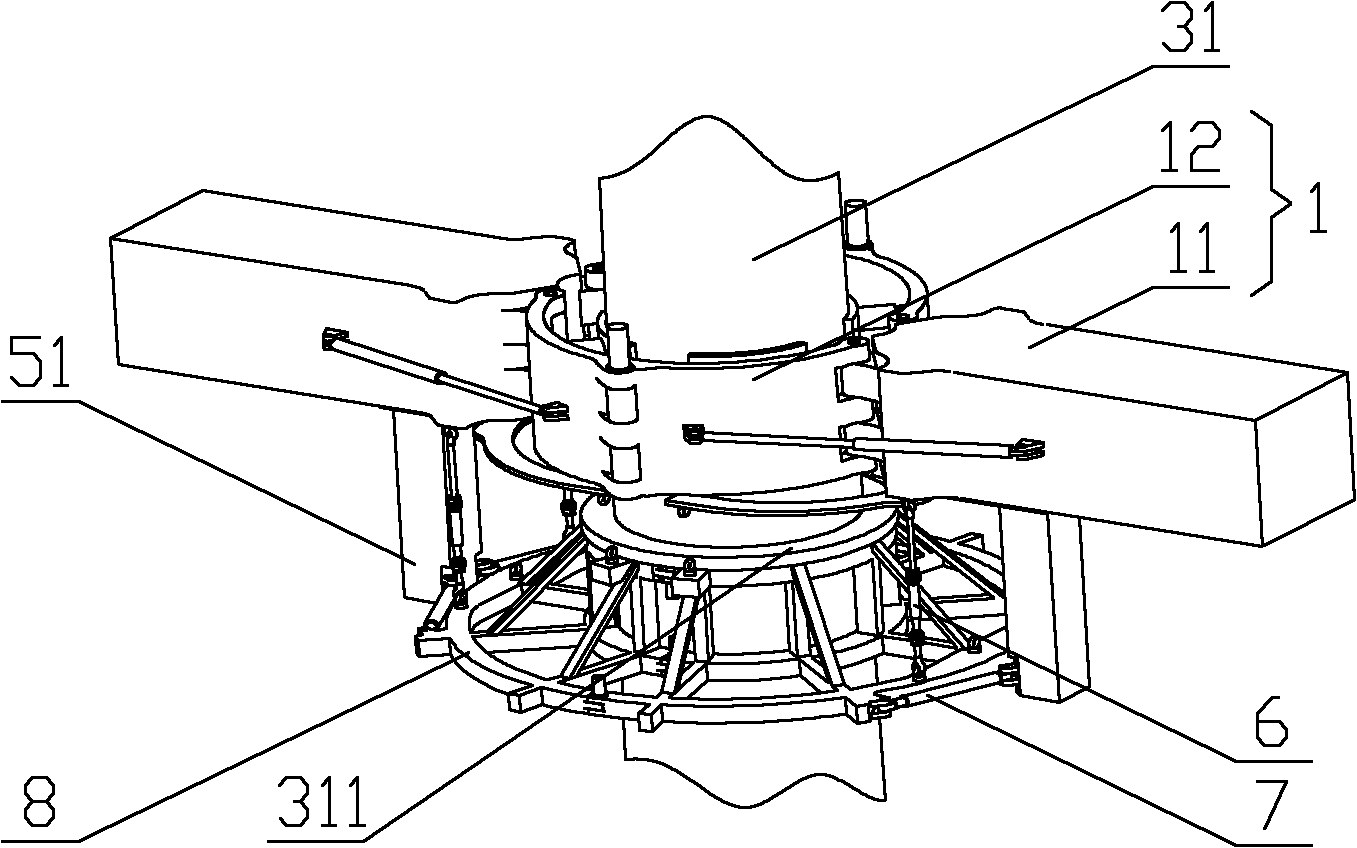 Offshore fan installing platform and fan integral installation rotary holding and lifting mechanism