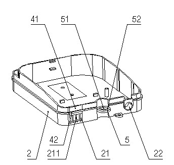 Locking device of box and optical fiber division box