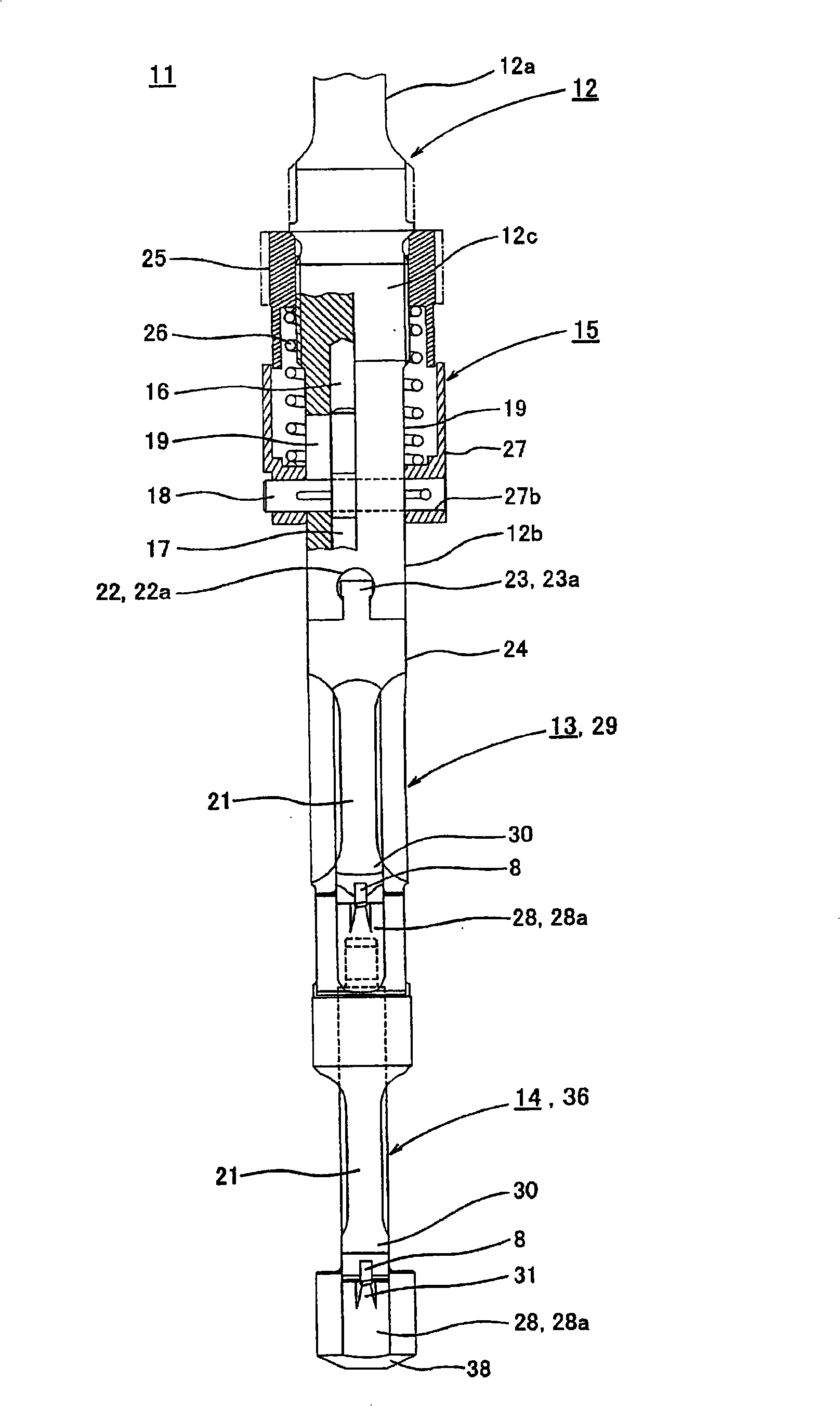 Diameter expanding groove cutting device and expanding/contracting mechanism tool