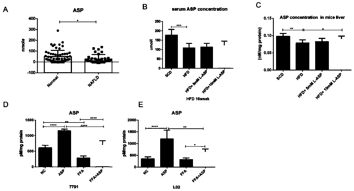 Application of aspartic acid in preparation of medicine for preventing and treating nonalcoholic fatty liver disease