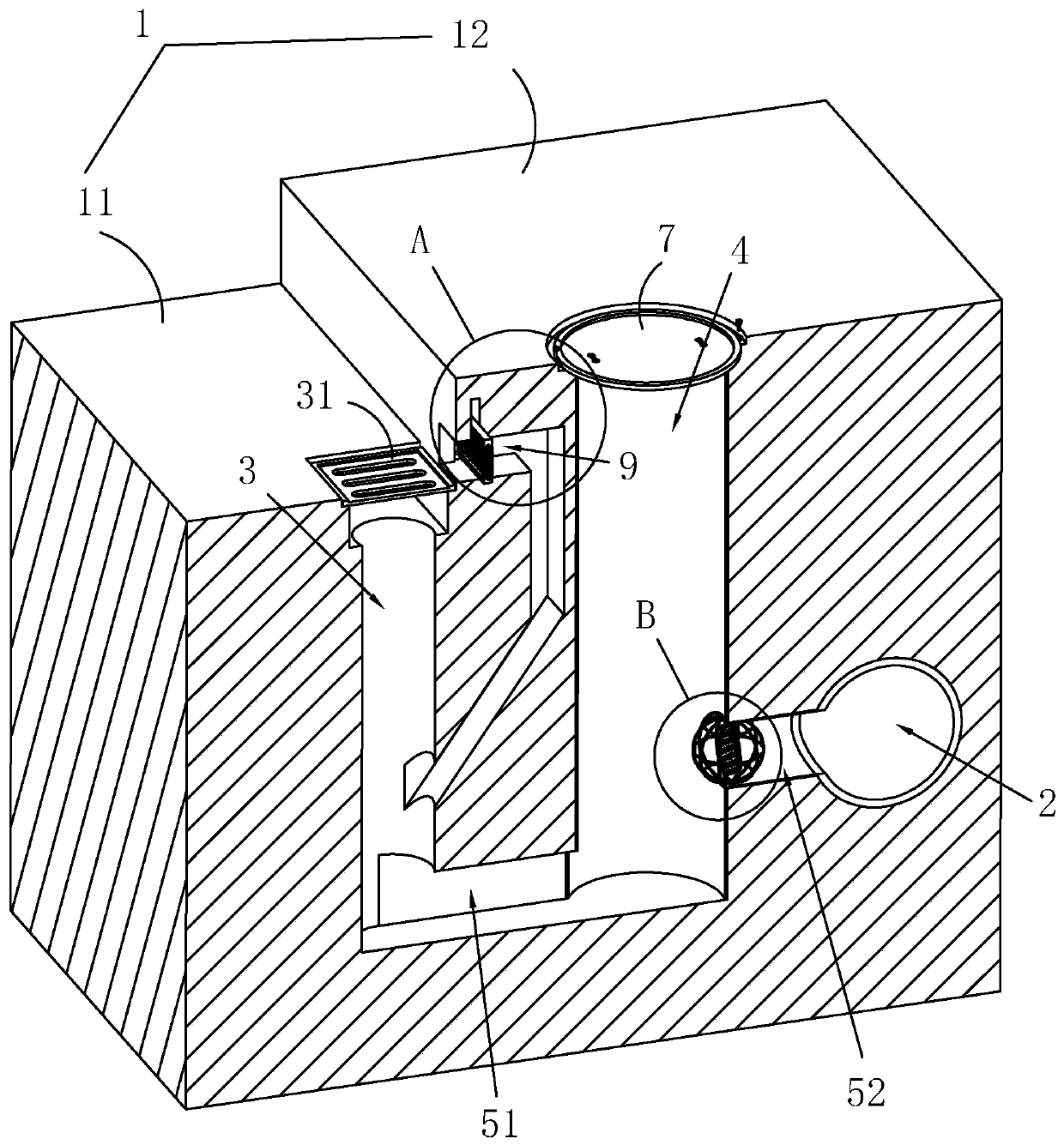 Water drainage structure of municipal road and construction method thereof