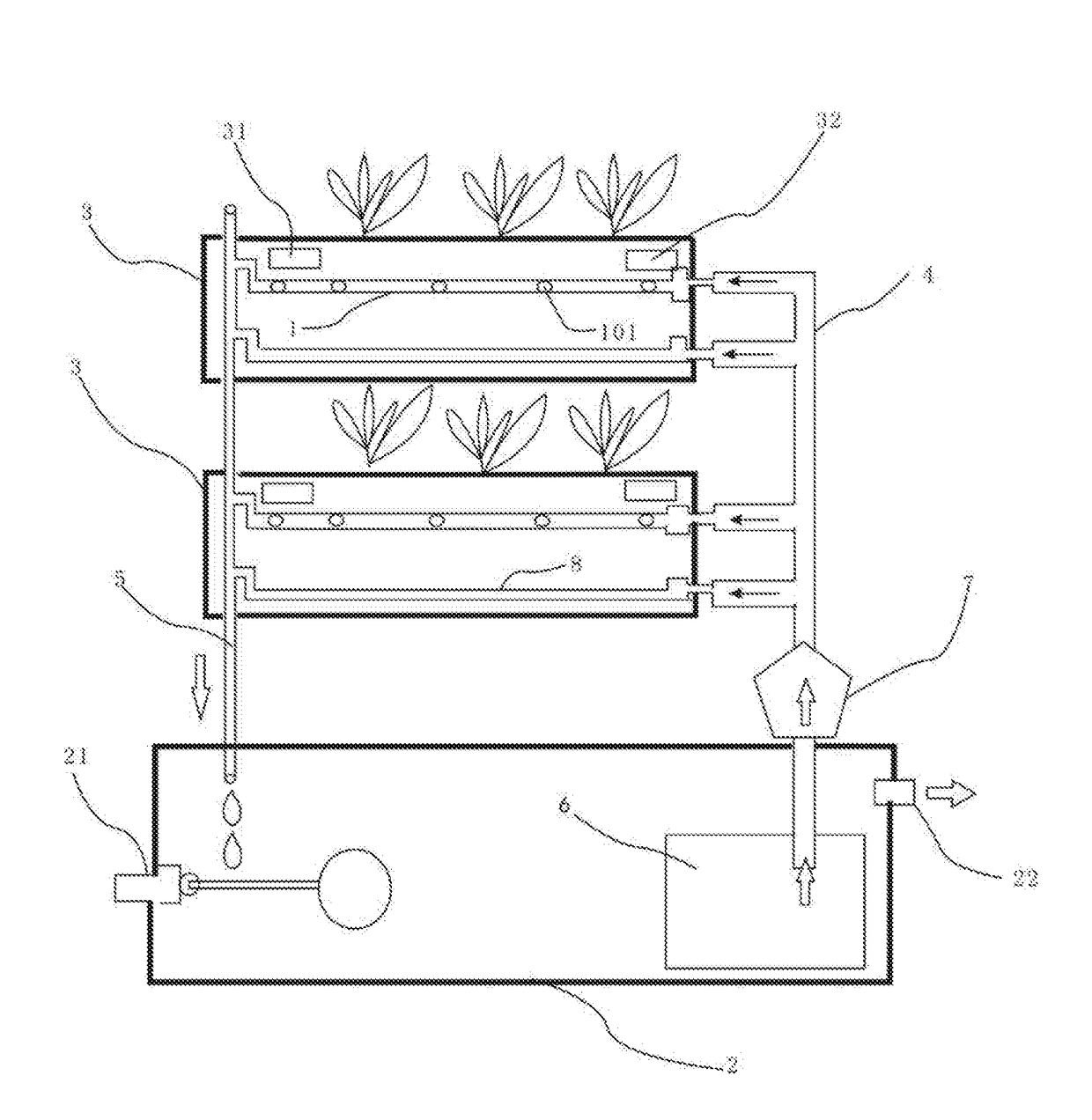 Perforated subirrigation/drainage pipe and sealed fully automatically irrigated rainwater-recycling comprehensive planter