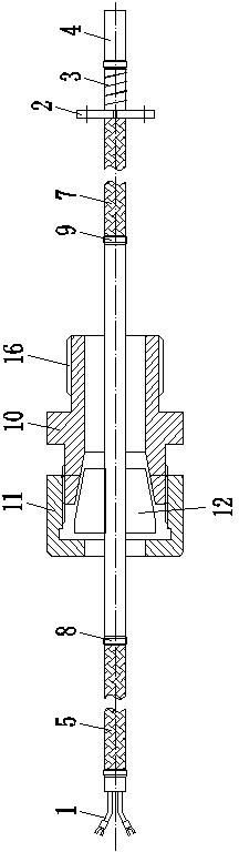 Device for measuring bearing shoe temperature of power plant steam turbine with purpose of solving lead oil leakage problem