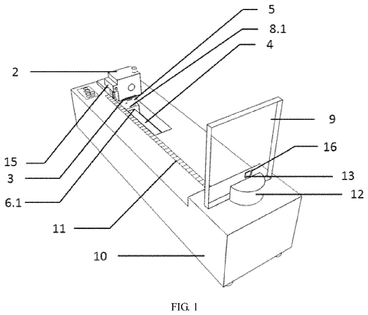 Image acquisition device and measuring method for geometric parameters of specific developing area on concrete test blocks