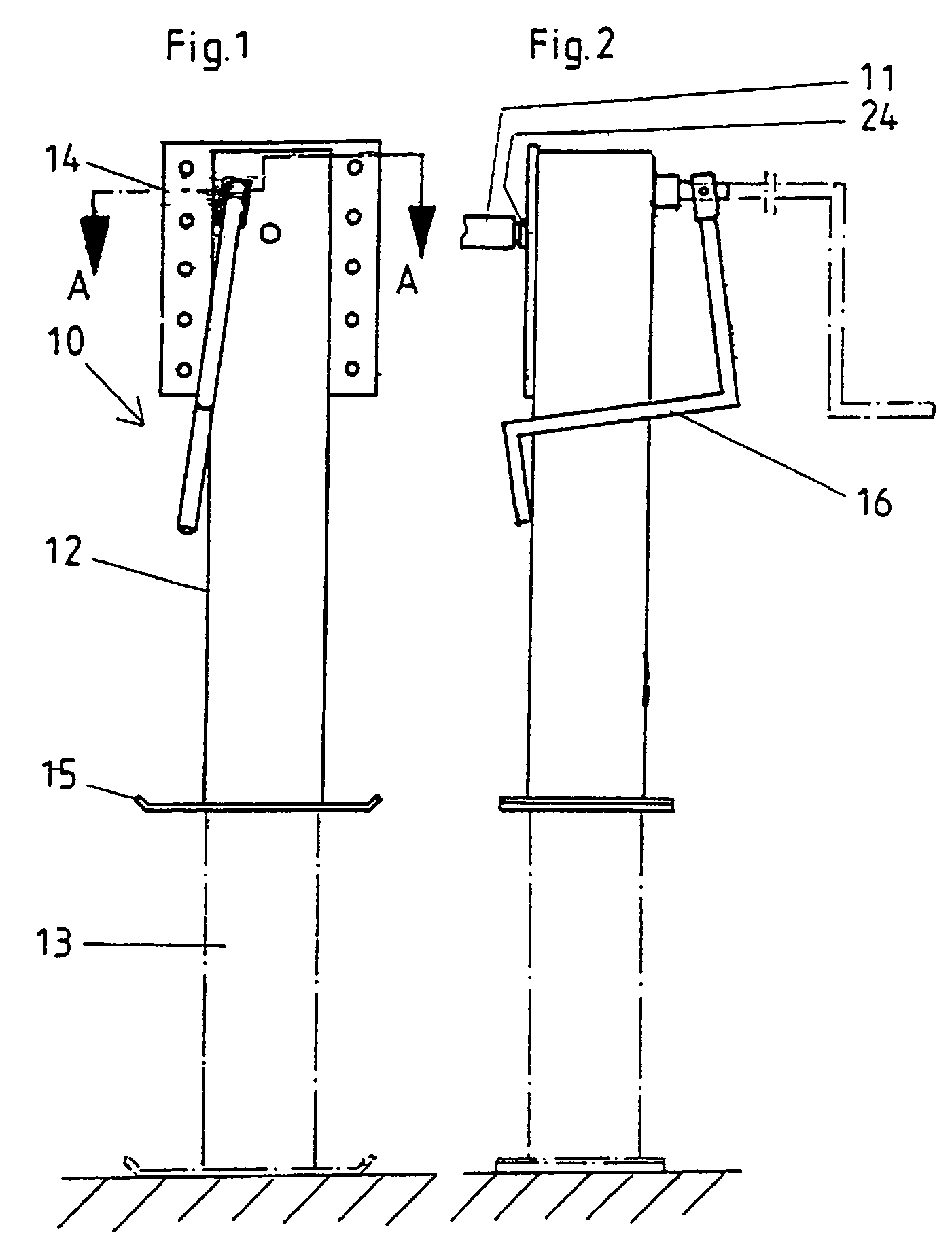 Height-adjustable support for semitrailers or the like