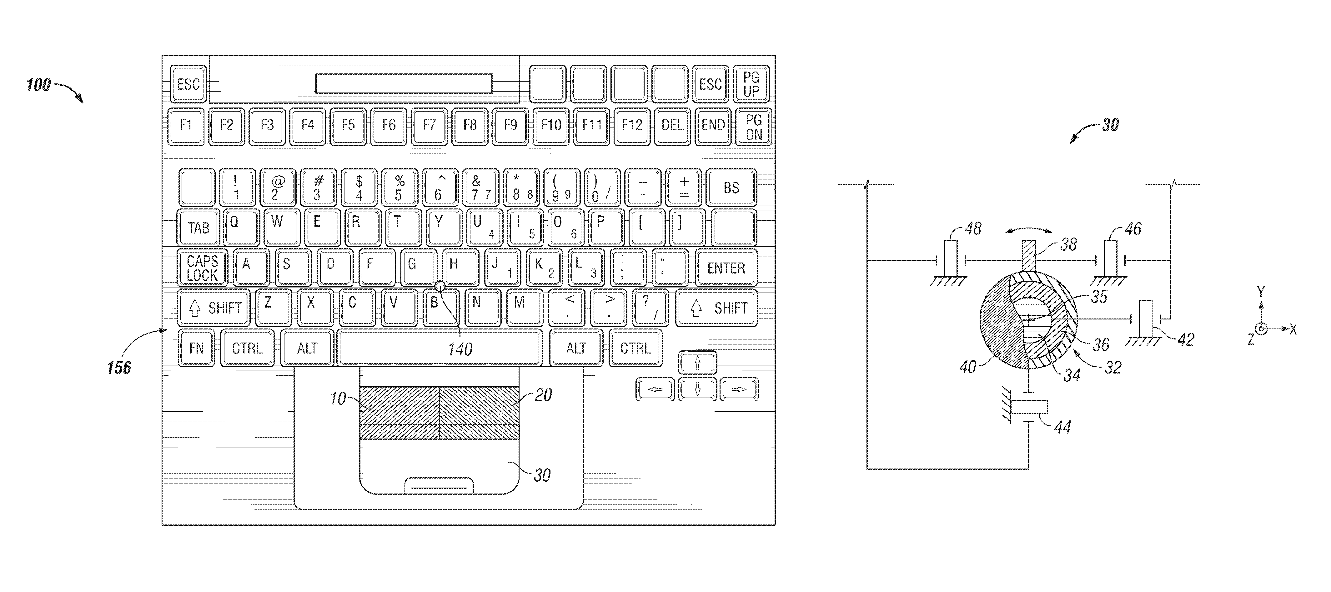 Pointing device having rotational sensors