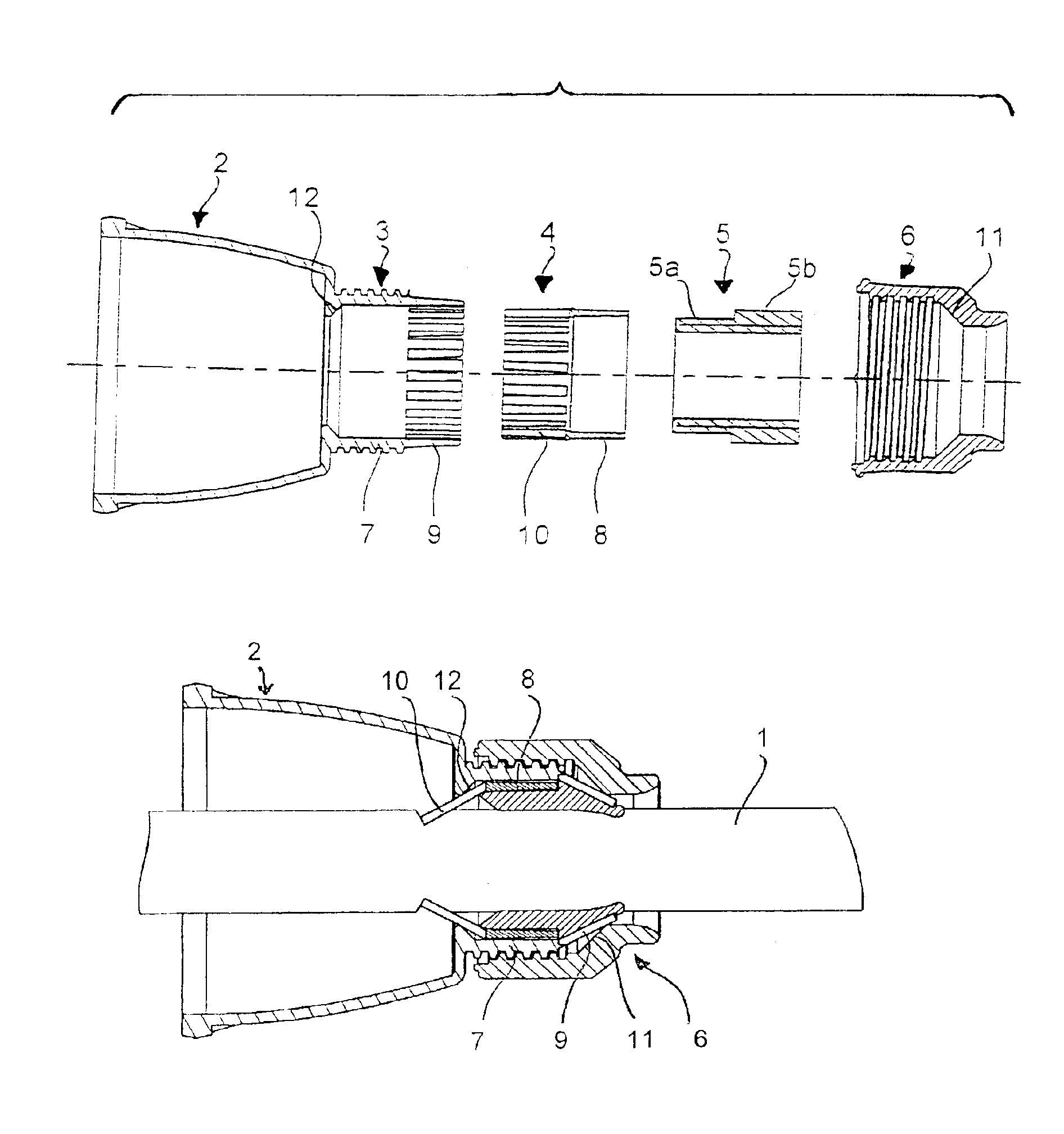 Device for axially retaining a cylindrical element and more particularly a cable