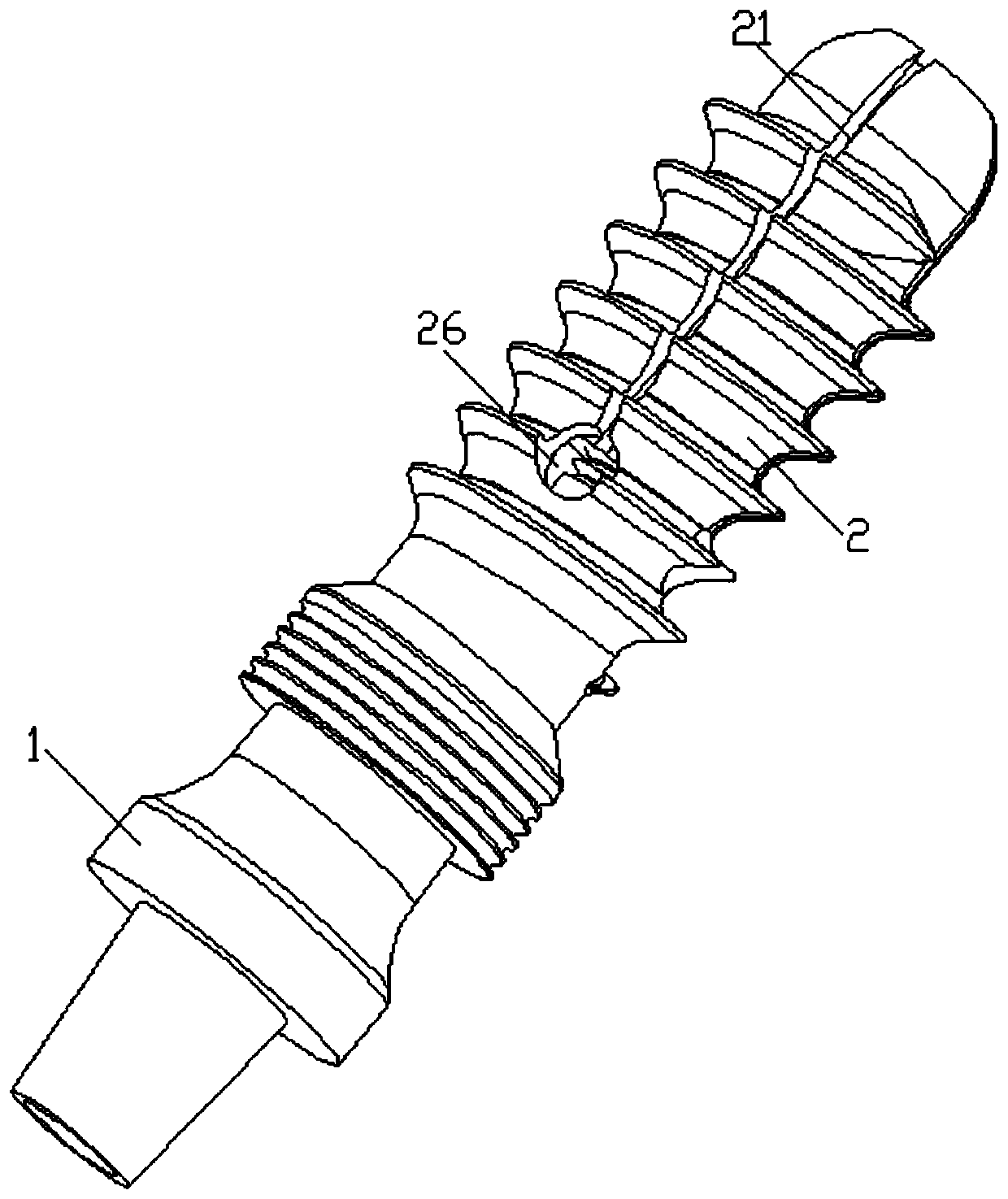 Expanding type tooth implantation device based on differential thread transmission