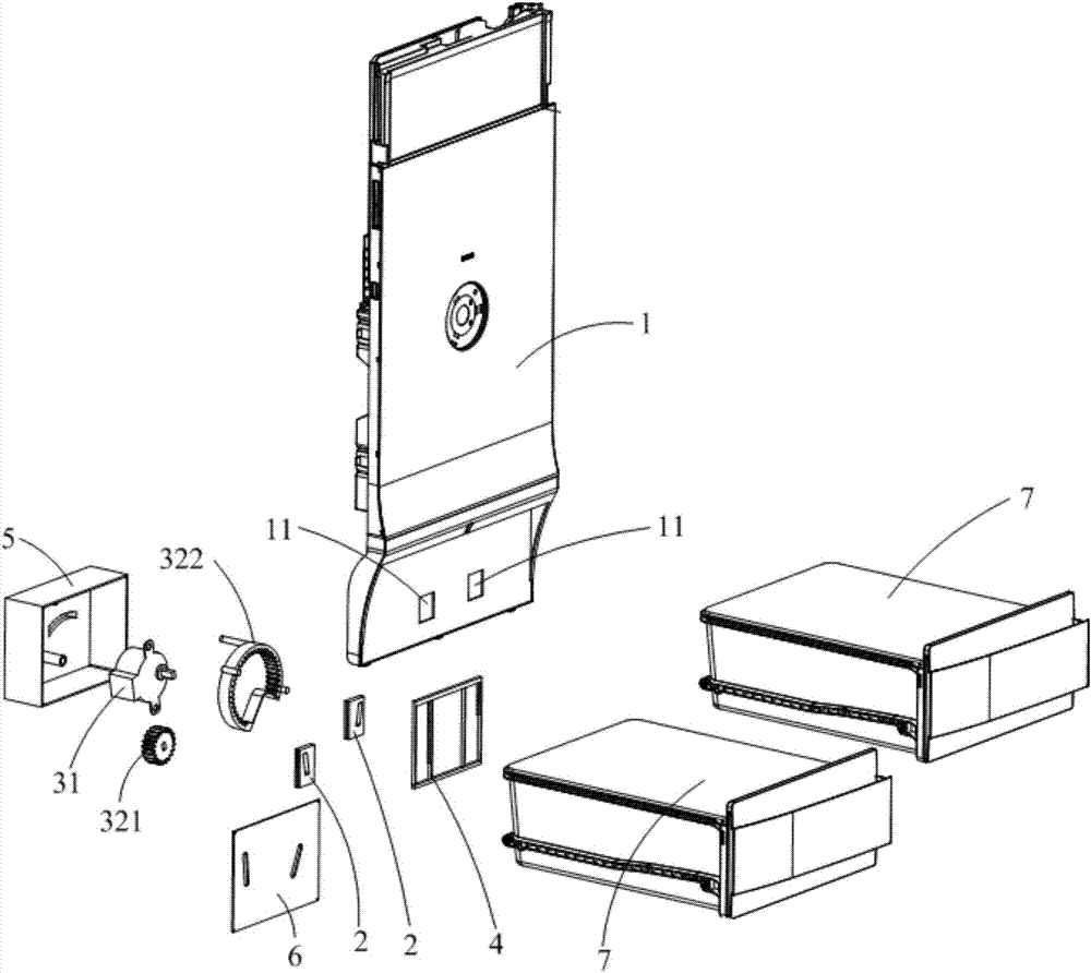 Air outlet control structure of air duct and air-cooled refrigerator