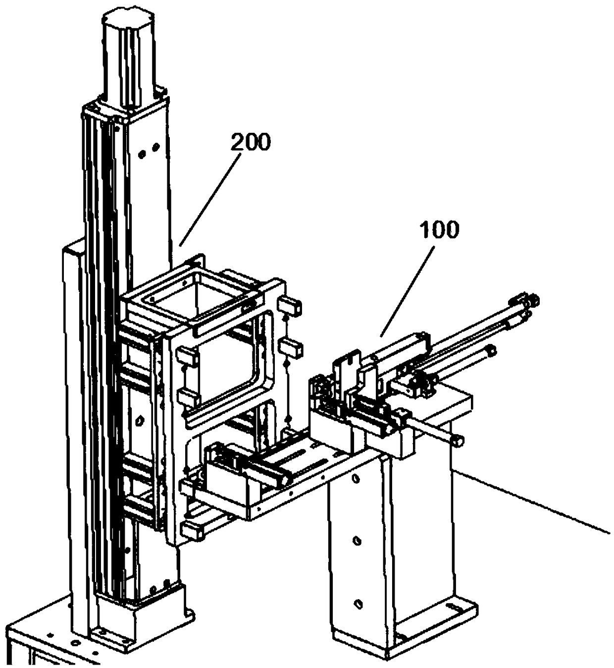 Automatic arrangement and implantation device for hardware pins of power supply shell