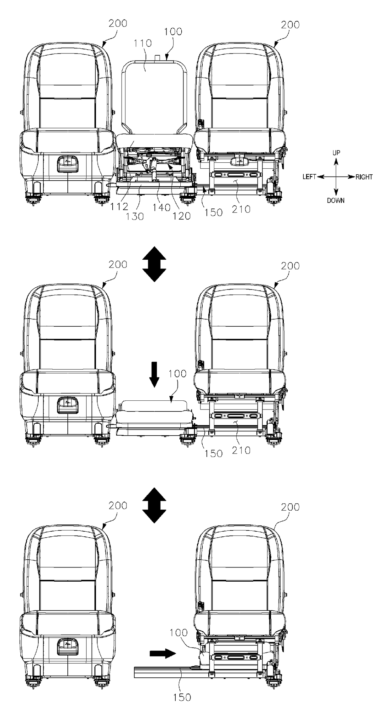 Auxiliary seat storage structure