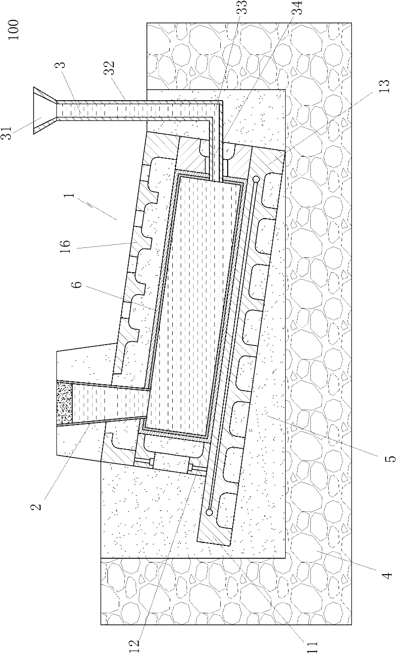 Ultra-large rectangular ingot blank sloping casting combined manufacturing device and method