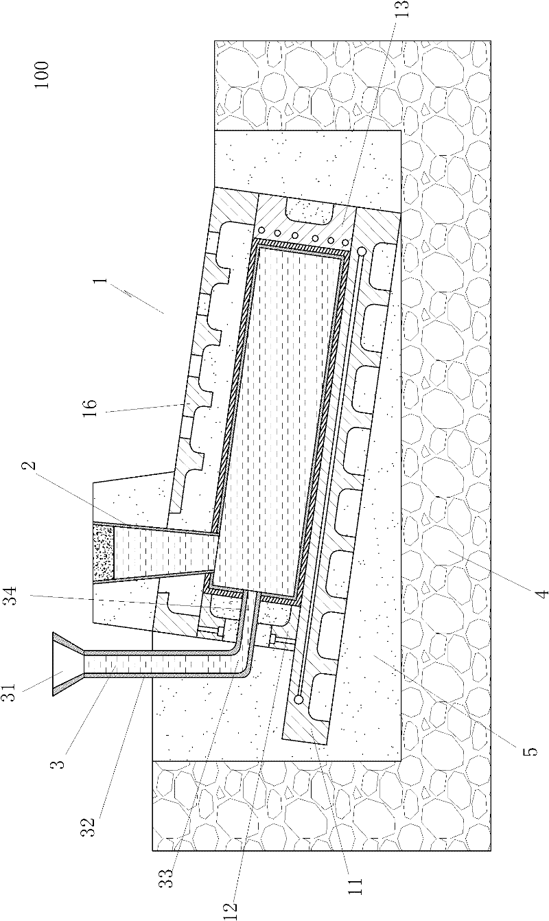 Ultra-large rectangular ingot blank sloping casting combined manufacturing device and method