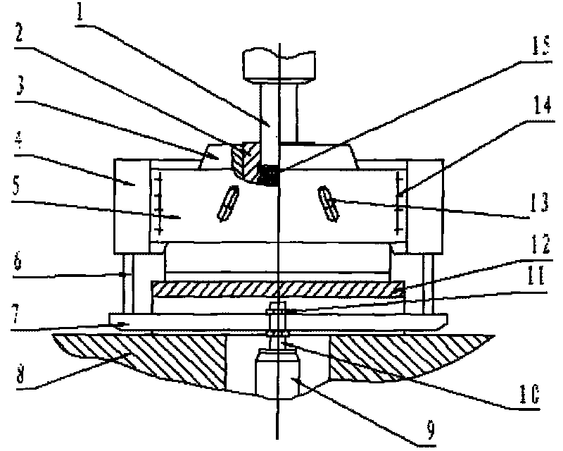 Liquid forging device of multisection mold surface for universal oil hydraulic press