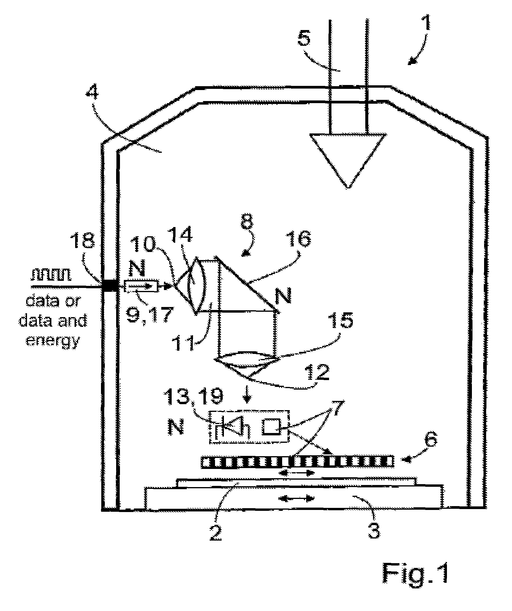 Maskless lithography system and method using optical signals