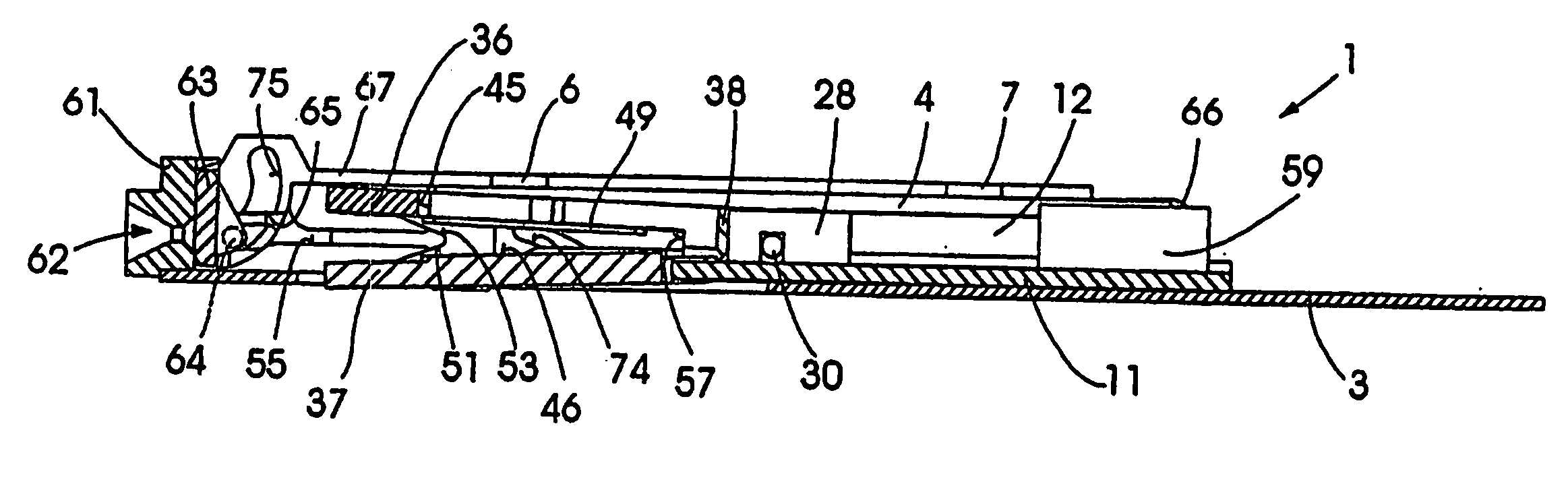 Chip card receiving device comprising a carriage for holding a chip card