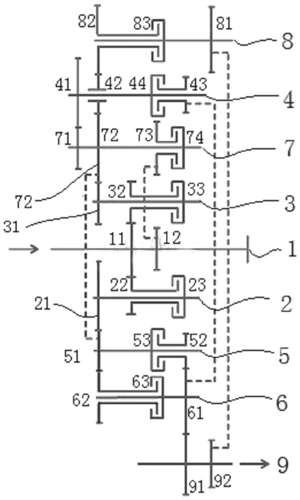 Multi-gear fixed shaft type gear shifting gearbox