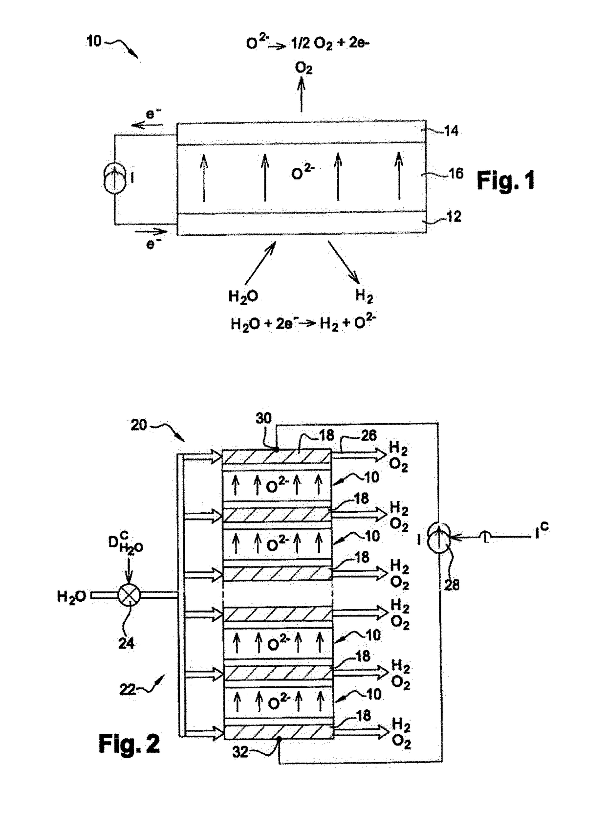 System for electrolysing water (SOEC) or fuel-cell stack (SOFC) operating under pressure, the regulation of which is improved