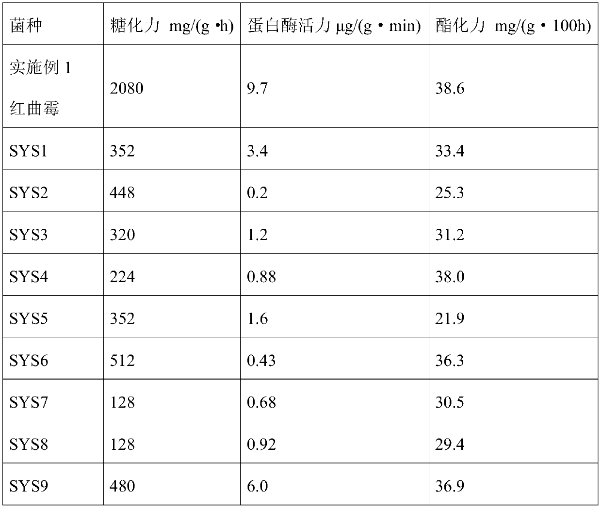 Monascus for high yield of saccharifying enzyme, esterifying enzyme and protease and isolated culture method and application thereof