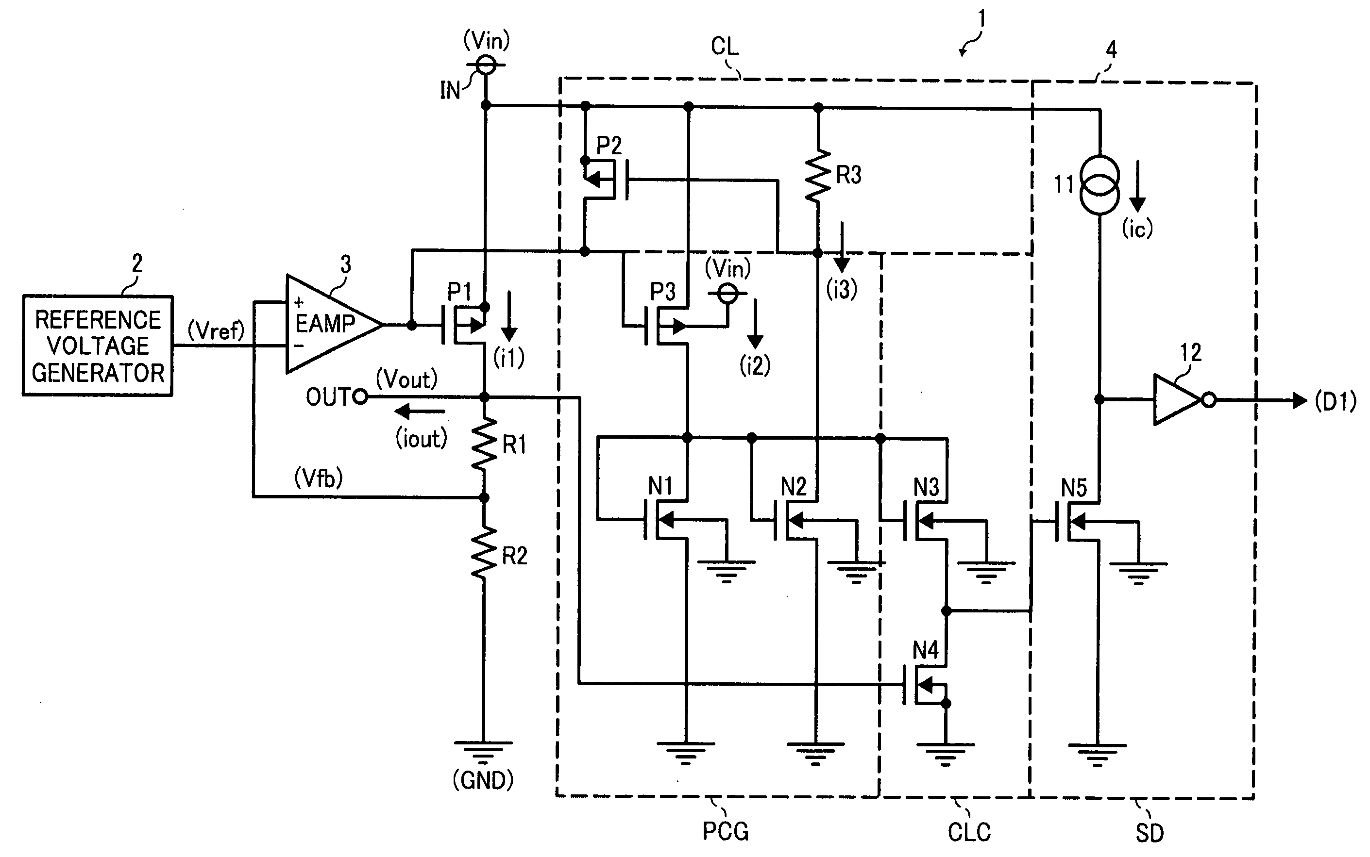 Overcurrent protection circuit and voltage regulator incorporating same