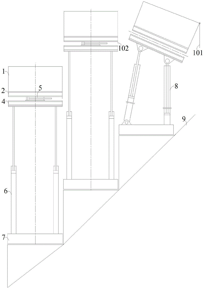 A mining trapezoidal multi-cylinder hydraulic lifting transportation system