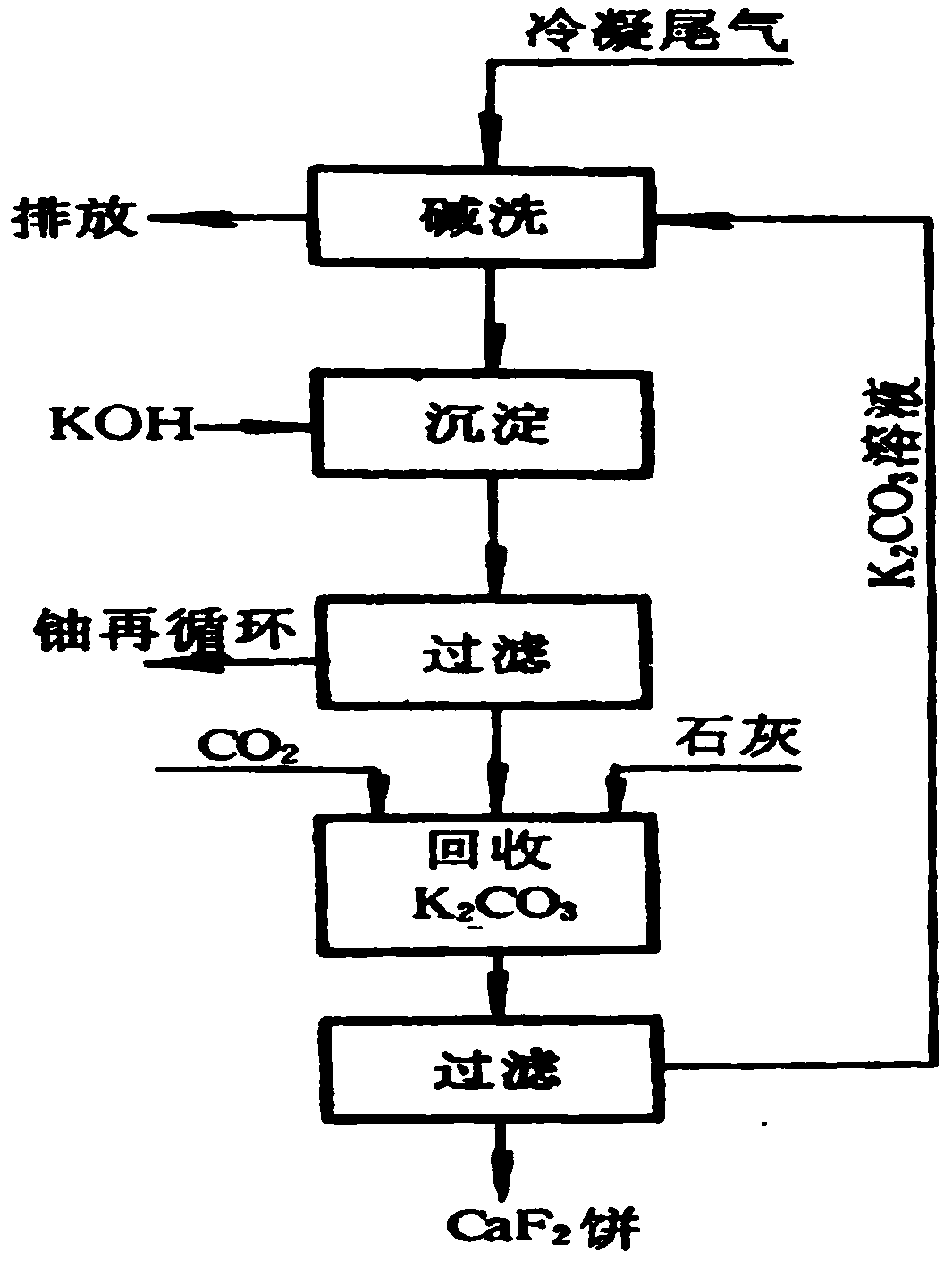 A system for purifying and treating tail gas of fluorination process