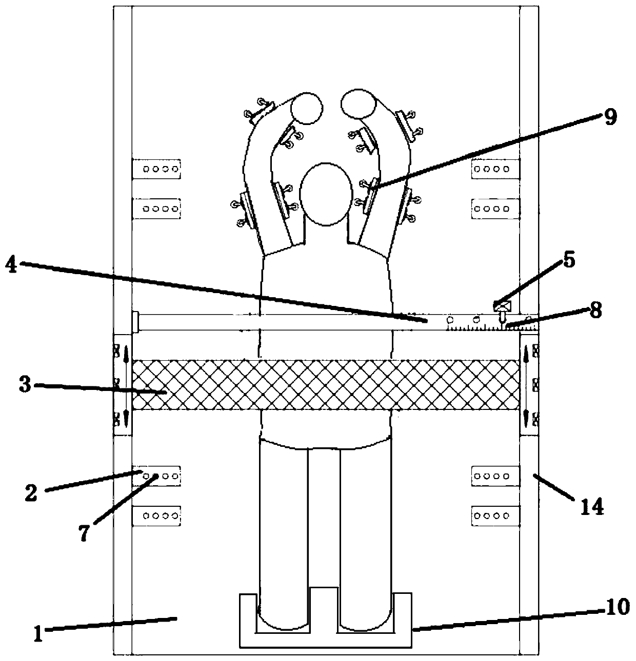 Abdominal pressure breathing control device for magnetic resonance accelerator