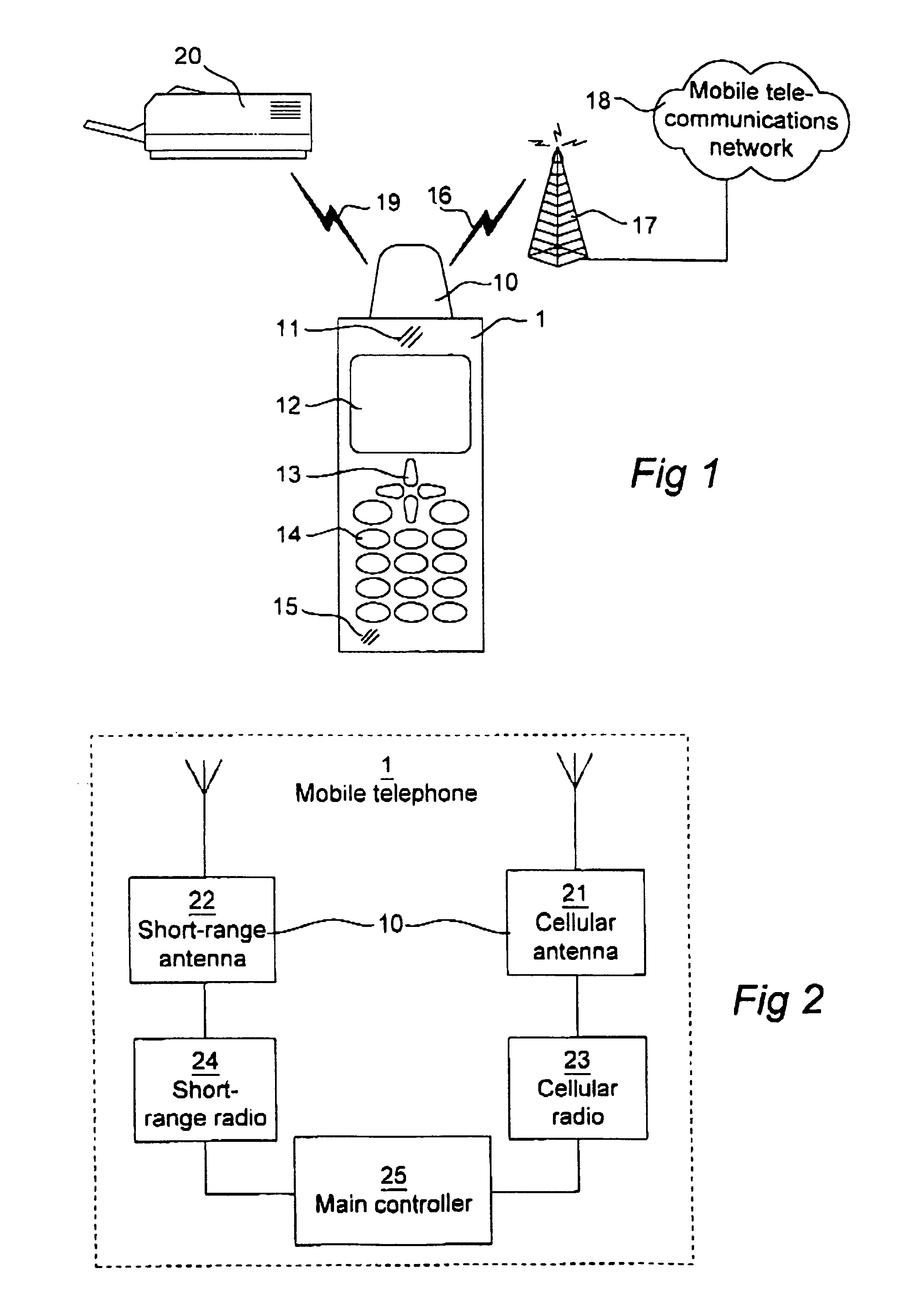 Antenna device, and a portable telecommunication apparatus including such an antenna device