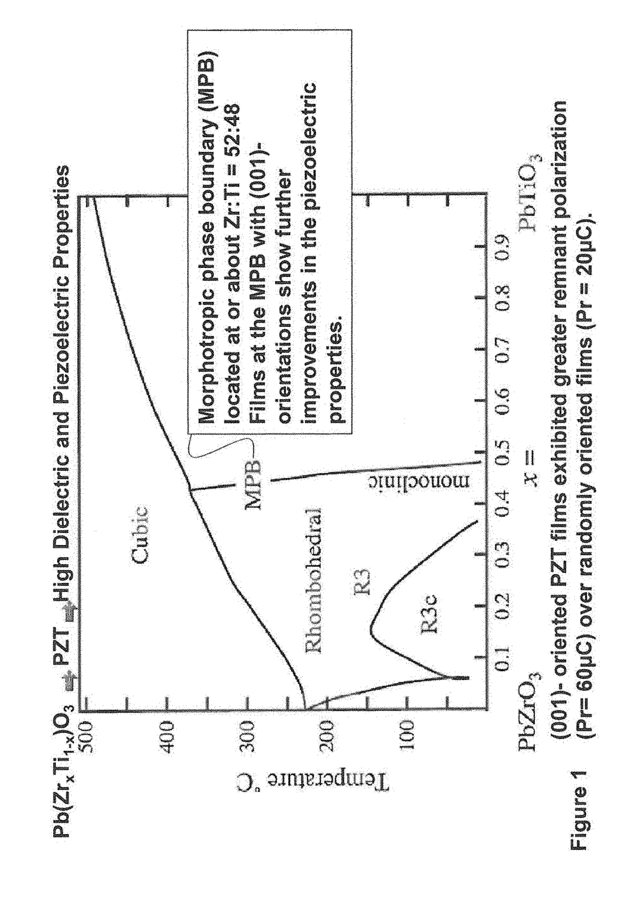 Stylo-epitaxial piezoelectric and ferroelectric devices and method of manufacturing