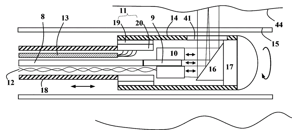 Rotary type optical-acoustic combined imaging probe and conduit