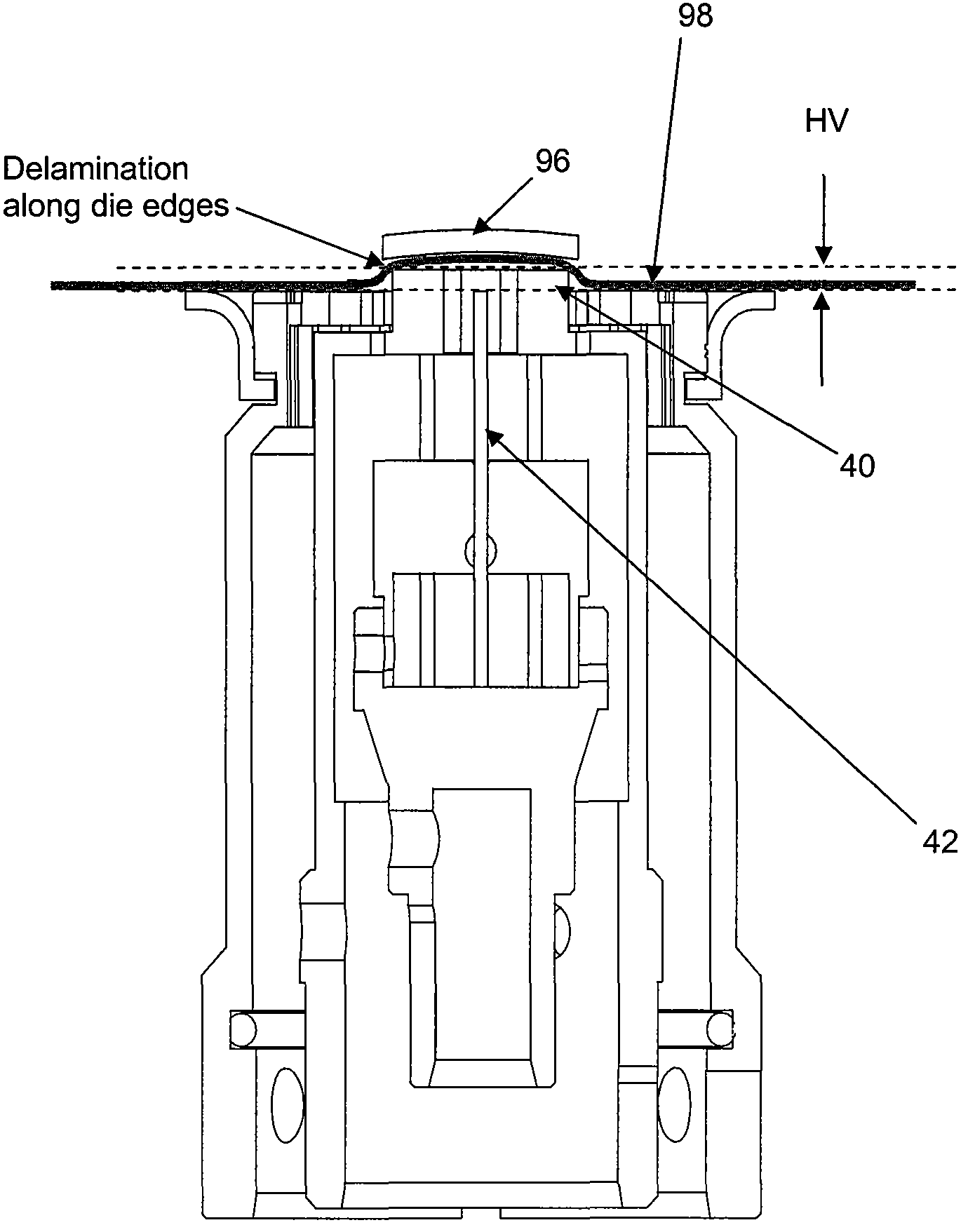 Vibration-induced die detachment system