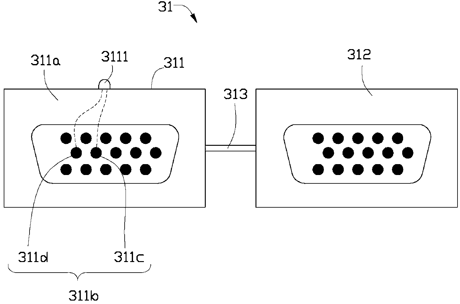 Video graphics array (VGA) cable and multi-computer switcher system